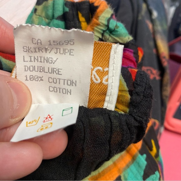 Vintage Jupe Indian maxi Skirt gauze cotton lining full circle tiered flowy - Picture 9 of 16